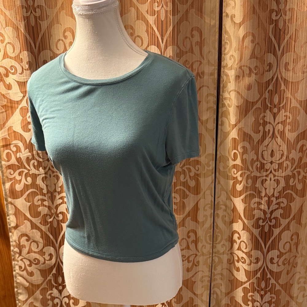 Cropped Crewneck Top in Teal